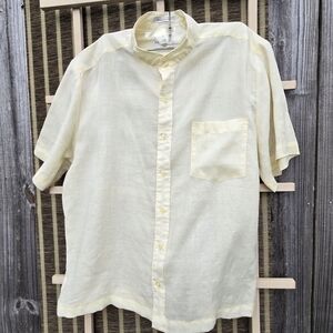 Kahuna Bay 100% Linen Short Sleeve Button Down Shirt Size L